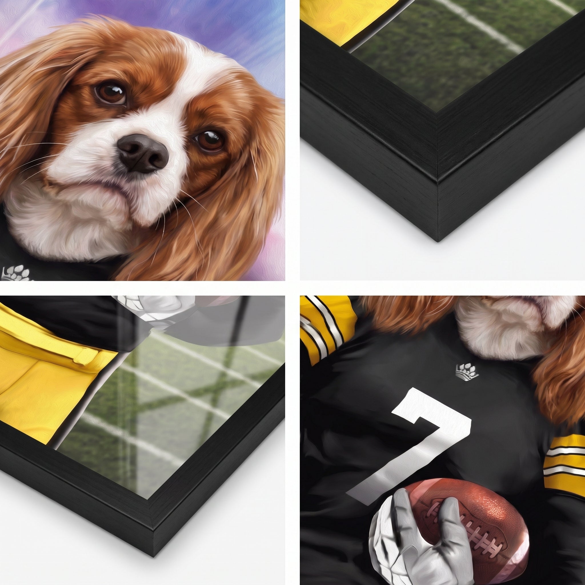 Close-up details of The Snack Steelers custom pet poster