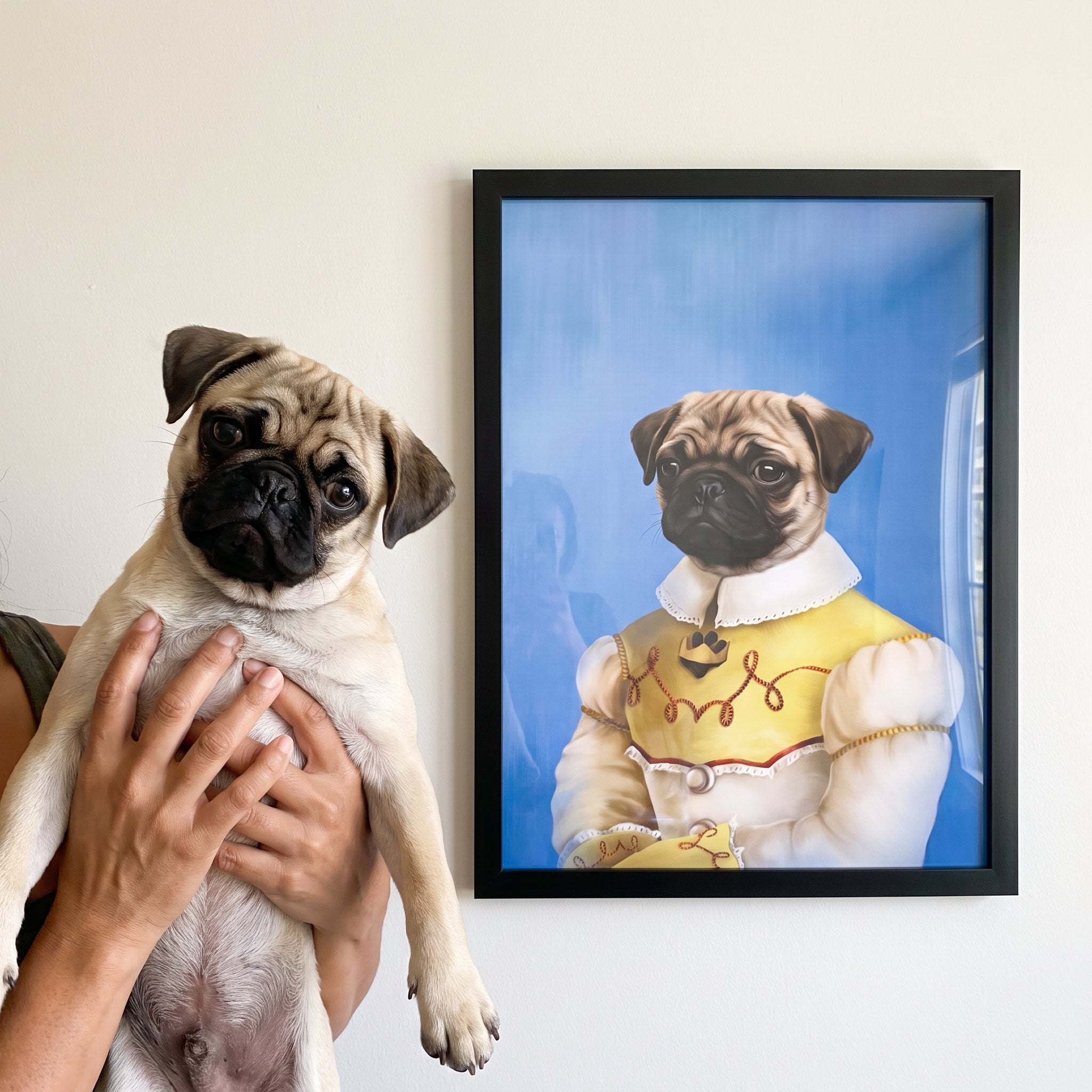 Pug next to its The Southern Belle custom pet poster