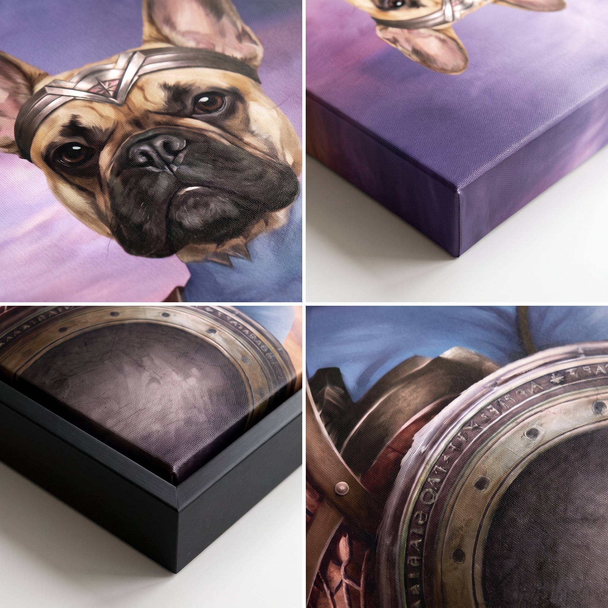 Close-up details of The Super Princess custom pet canvas