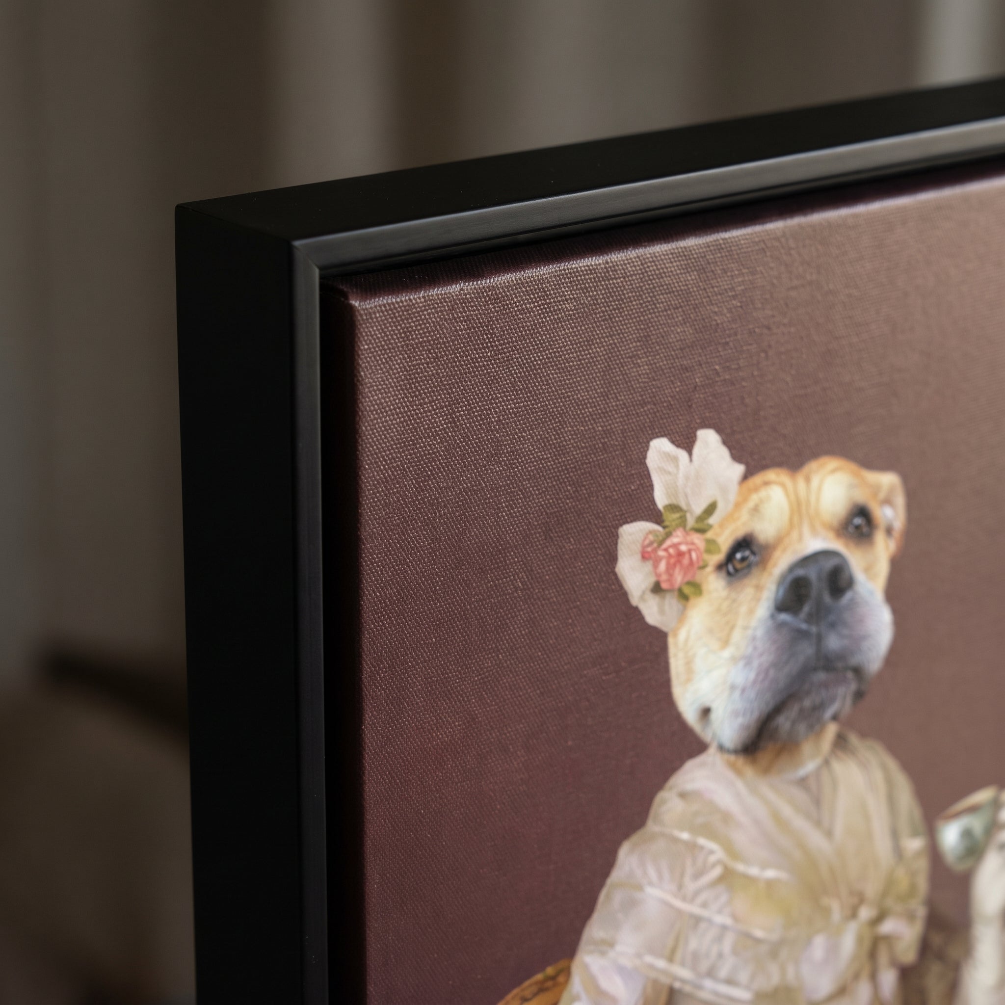 Close-up details of The Sweetheart custom pet canvas