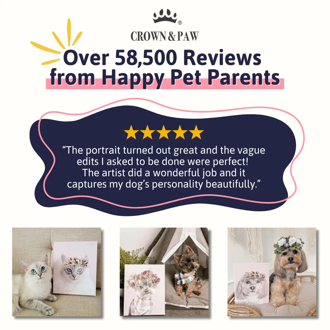 Floral Crown Pet Portrait - Custom Canvas