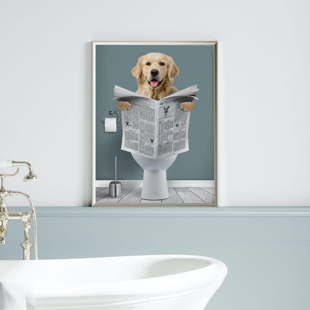 Crown and Paw - Canvas Restroom Pet Portrait - Custom Pet Art