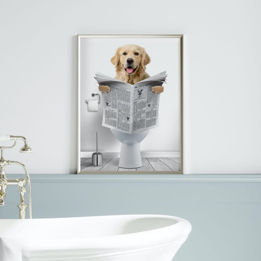 Crown and Paw - Canvas Restroom Pet Portrait - Custom Pet Art