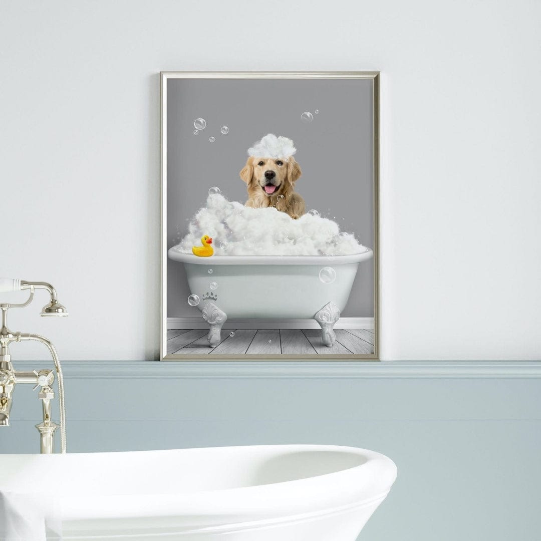 Crown and Paw - Canvas Bath Tub Pet Portrait (One Pet) - Custom Pet Art