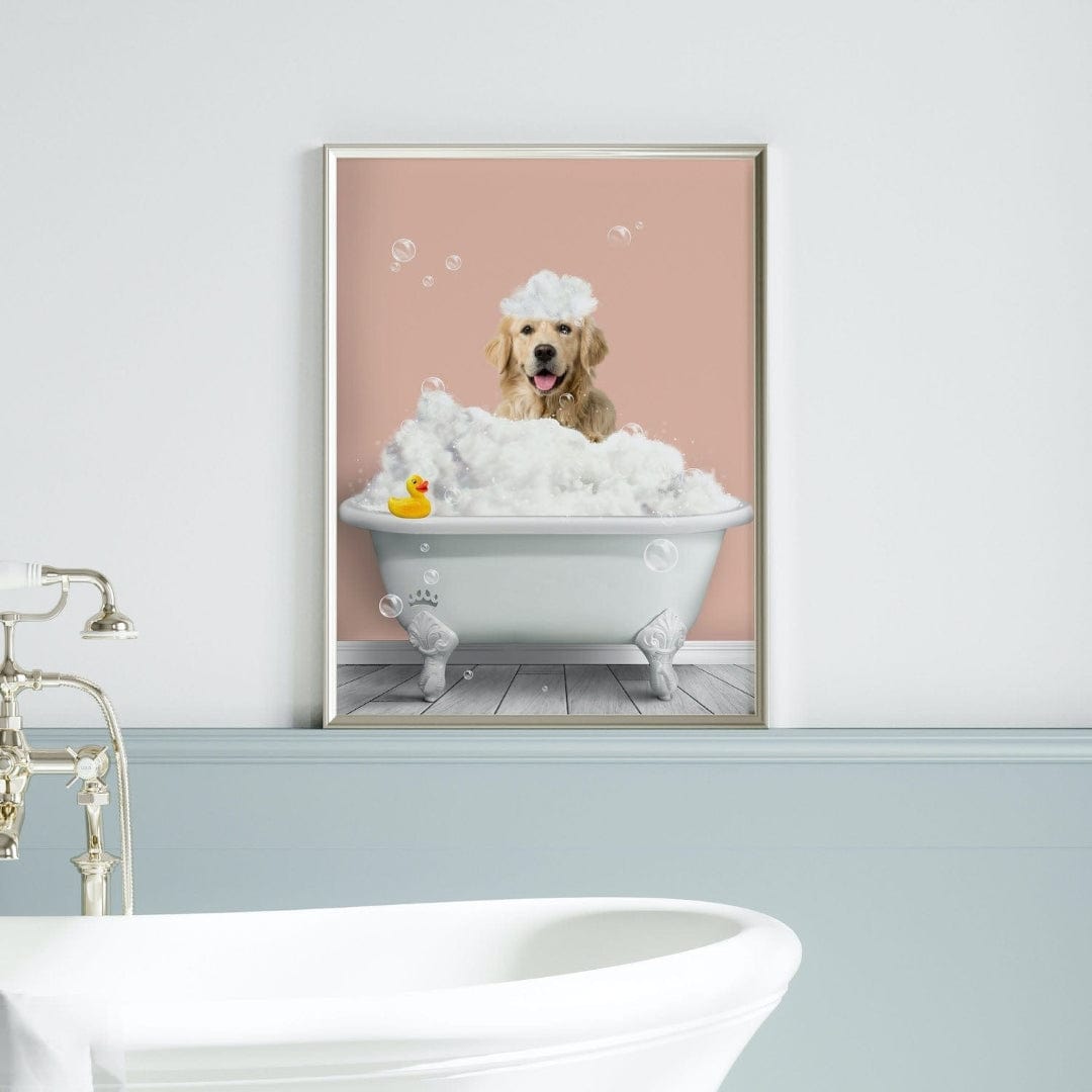 Crown and Paw - Canvas Bath Tub Pet Portrait (One Pet) - Custom Pet Art