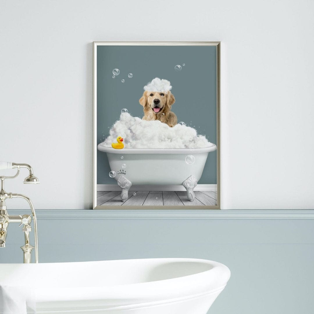 Crown and Paw - Canvas Bath Tub Pet Portrait (One Pet) - Custom Pet Art