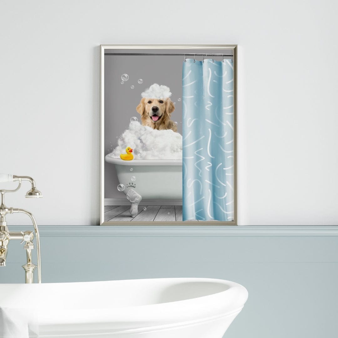 Crown and Paw - Canvas Bath Tub Pet Portrait (One Pet) - Custom Pet Art