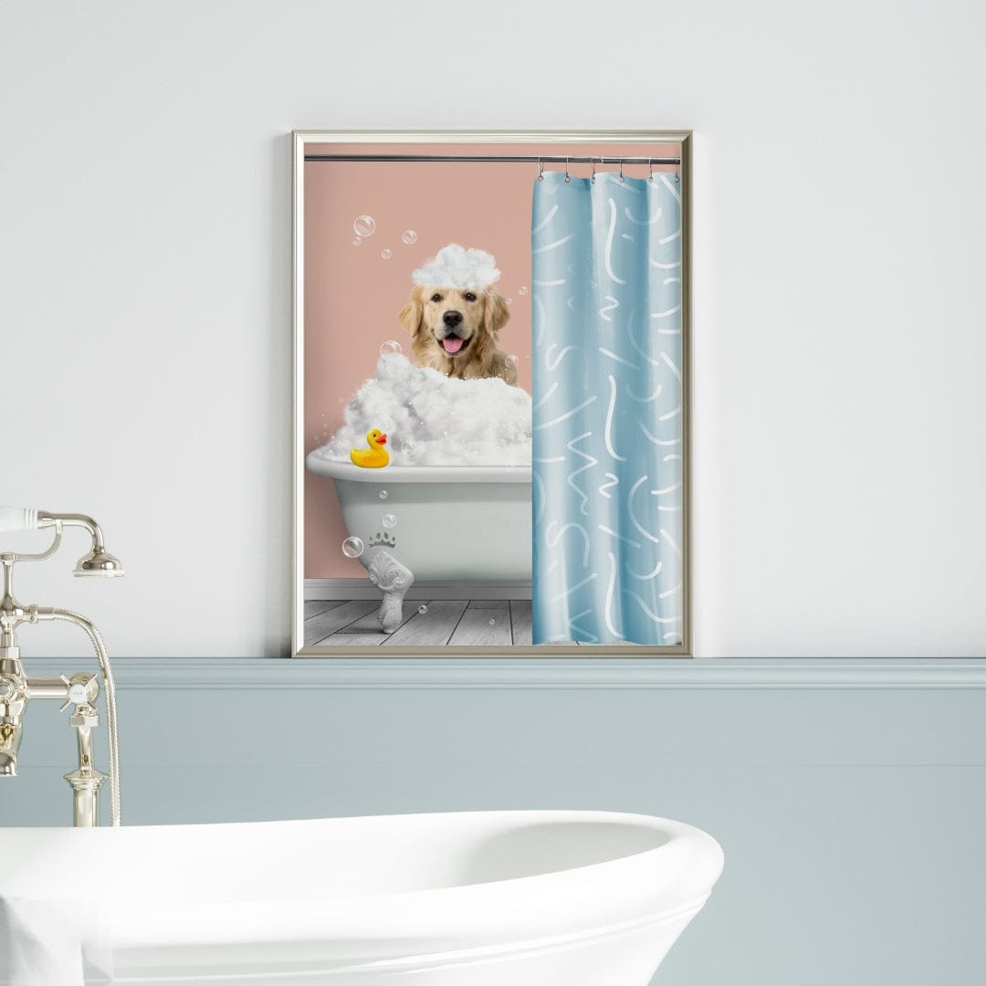 Crown and Paw - Canvas Bath Tub Pet Portrait (One Pet) - Custom Pet Art
