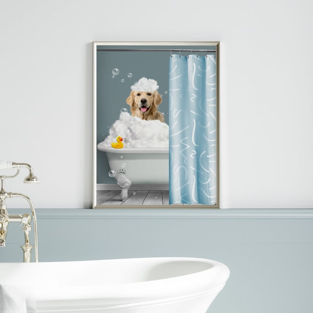 Crown and Paw - Canvas Bath Tub Pet Portrait (One Pet) - Custom Pet Art