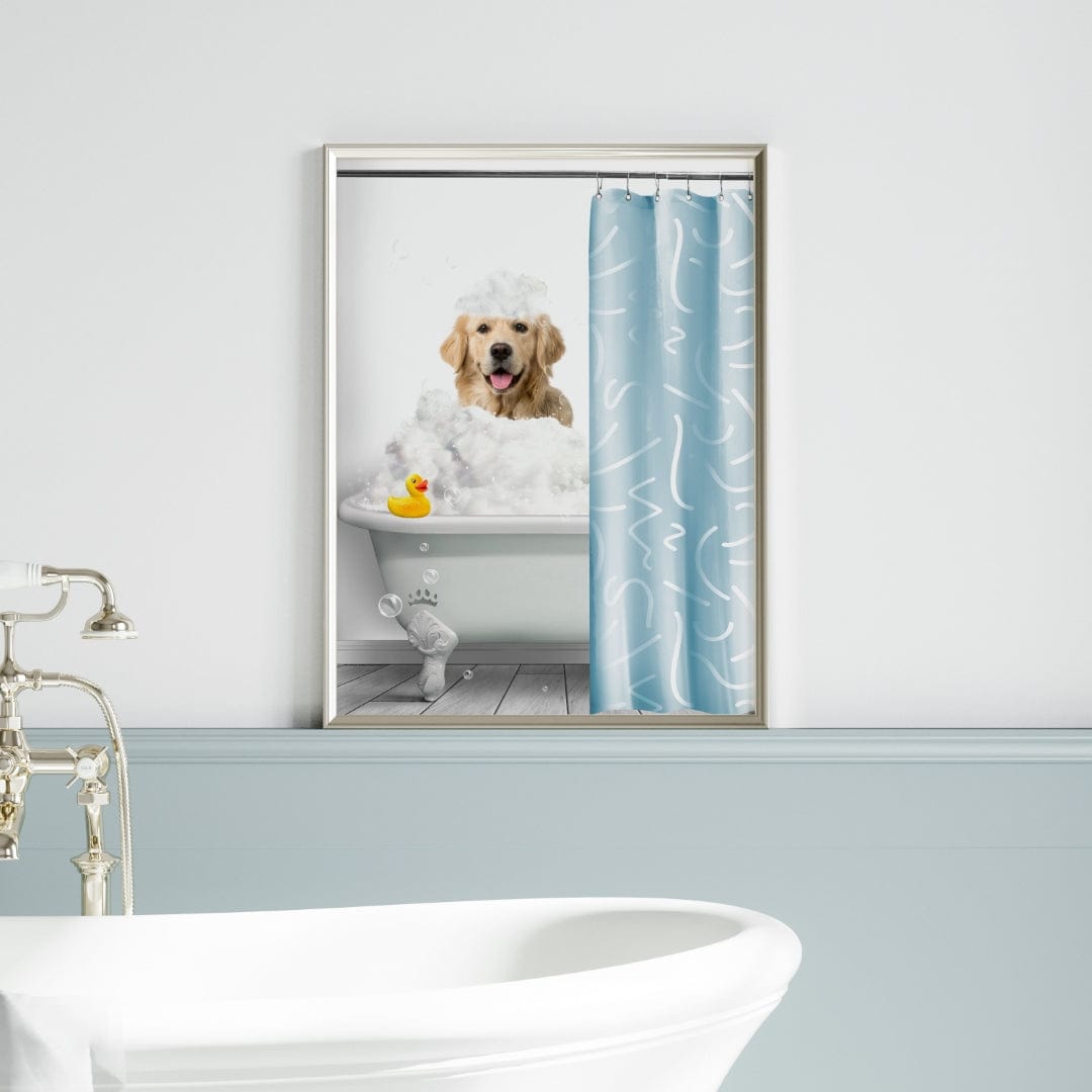 Crown and Paw - Canvas Bath Tub Pet Portrait (One Pet) - Custom Pet Art