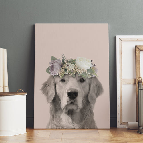 Crown and Paw - Canvas Full Bloom Pet Portrait - Custom Canvas