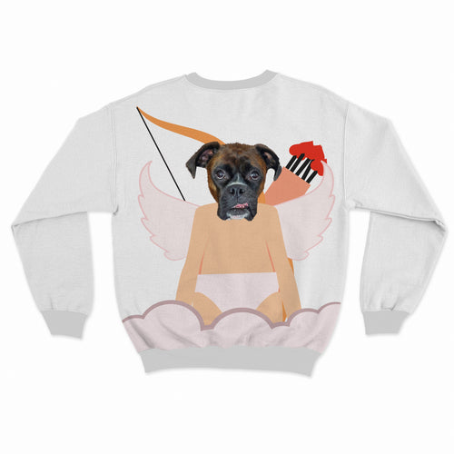 Crown and Paw - Custom Clothing Pet Face Valentines Sweatshirt Cupid White / S