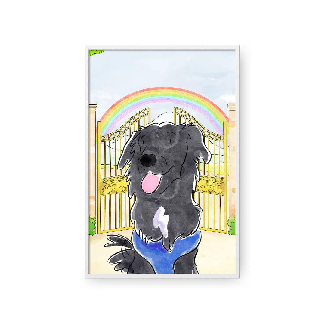 Crown and Paw - Framed Poster Watercolor Pet Portrait - One Pet, Framed Poster 10" x 8" / White / Rainbow Bridge