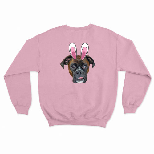 Crown and Paw - Custom Clothing Novelty Pet Face Bunny Ears Easter Sweatshirt