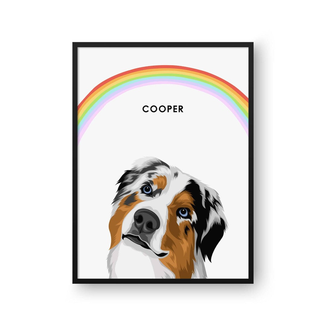 Crown and Paw - Framed Poster Modern Pet Portrait - One Pet 8" x 10" / Black / Rainbow