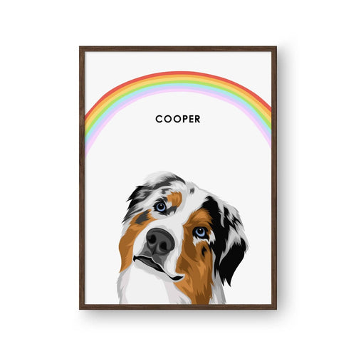 Crown and Paw - Framed Poster Modern Pet Portrait - One Pet 8" x 10" / Walnut / Rainbow