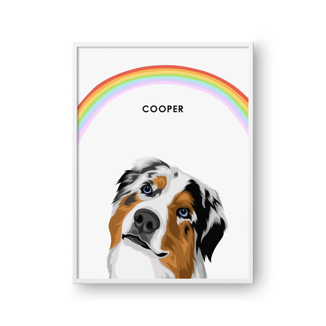 Crown and Paw - Framed Poster Modern Pet Portrait - One Pet 8" x 10" / White / Rainbow