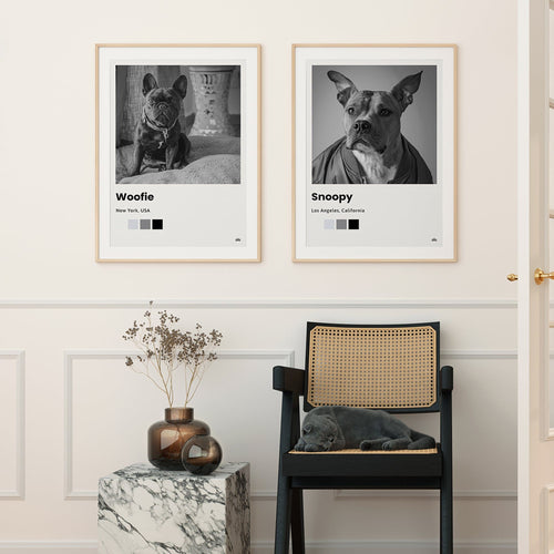 Crown and Paw - Canvas Timeless Polaroid Style Pet Portrait - Custom Pet Print Canvas