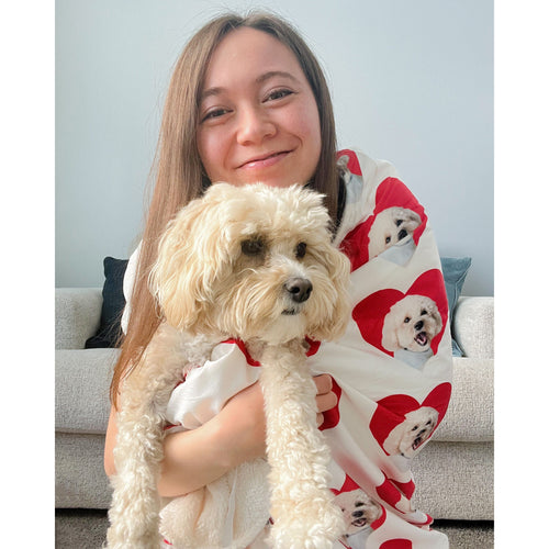 Crown and Paw - Hooded Blanket Hooded Blanket - Super Soft Fleece with Pet Face Pattern