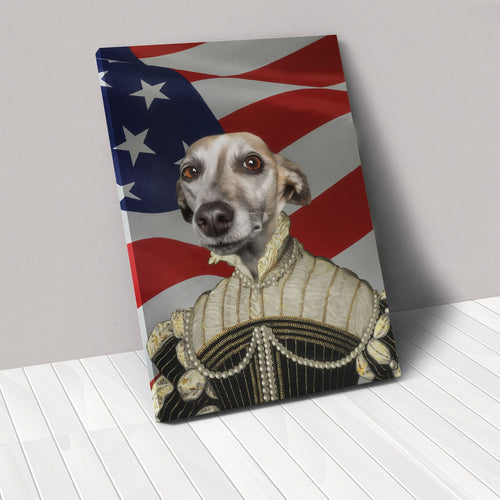 Crown and Paw - Canvas The Pearled Lady - USA Flag Edition - Custom Pet Canvas