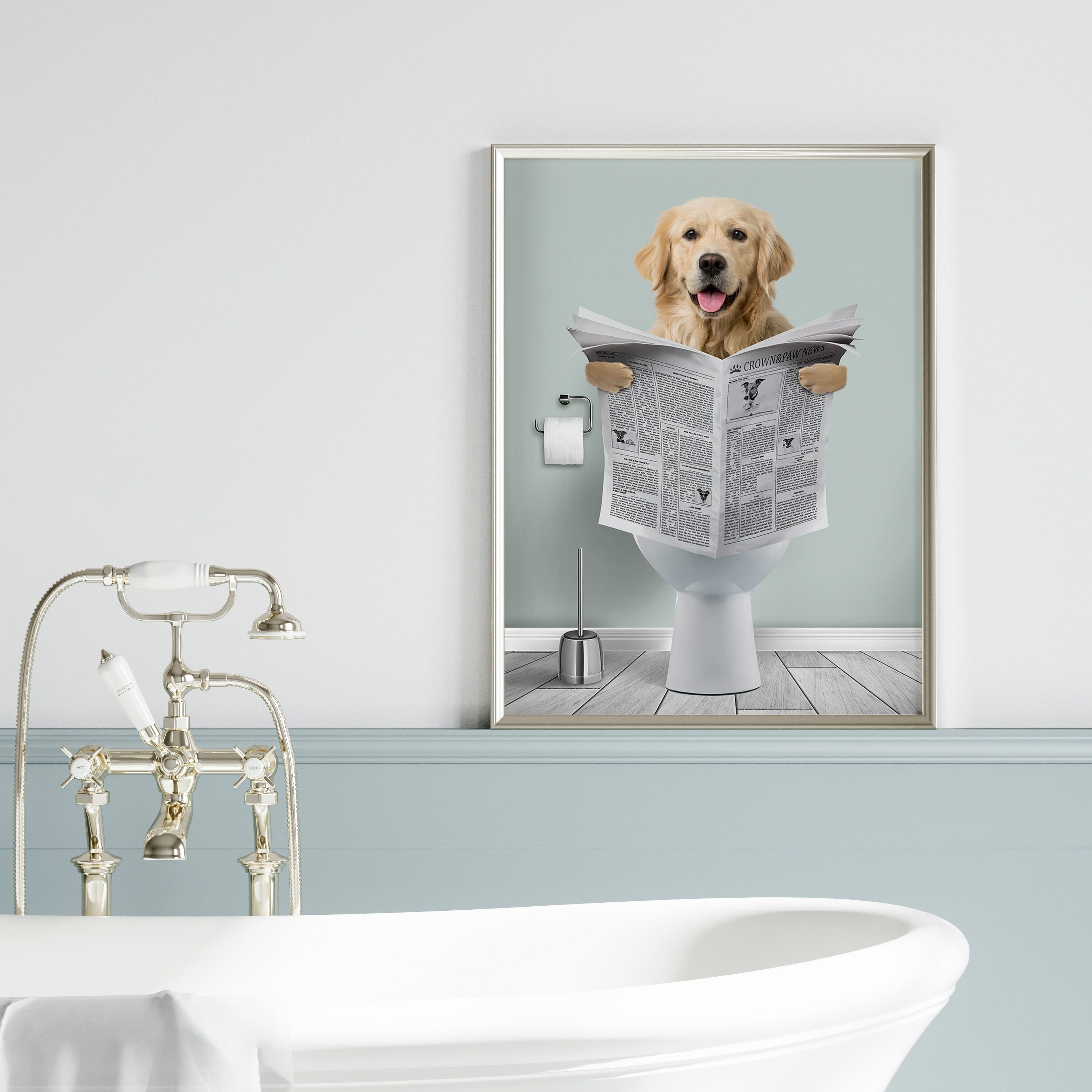 Crown and Paw - Canvas Restroom Pet Portrait - Custom Pet Art Canvas 8" x 10" / Mint