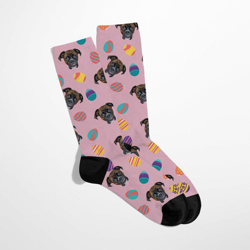 Crown and Paw - Custom Clothing Custom Pet Face Easter Socks Pink / S-M