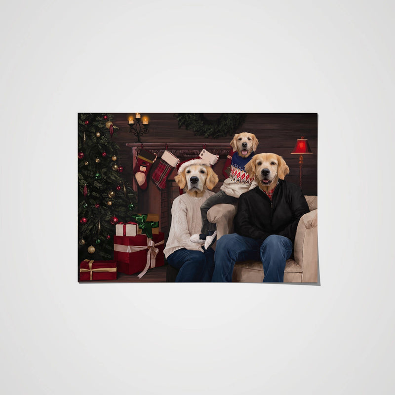 The Family Christmas (Three Pets) - Custom Pet Poster