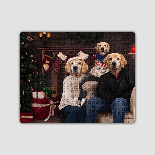 Crown and Paw - Puzzle The Family Christmas (Three Pets) - Custom Puzzle Family A