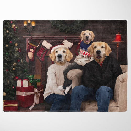 Crown and Paw - Blanket The Family Christmas (Three Pets) - Custom Pet Blanket 30" x 40" / Family A