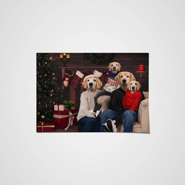 The Family Christmas (Four Pets) - Custom Pet Poster
