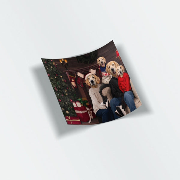 The Family Christmas (Four Pets) - Custom Stickers