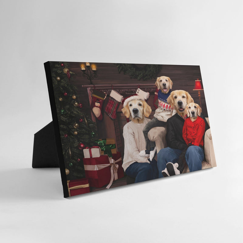 The Family Christmas (Four Pets) - Custom Standing Canvas
