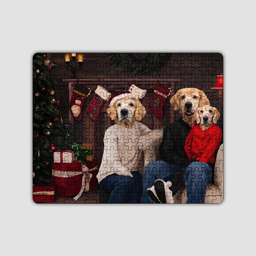 Crown and Paw - Puzzle The Family Christmas (Three Pets) - Custom Puzzle Family B