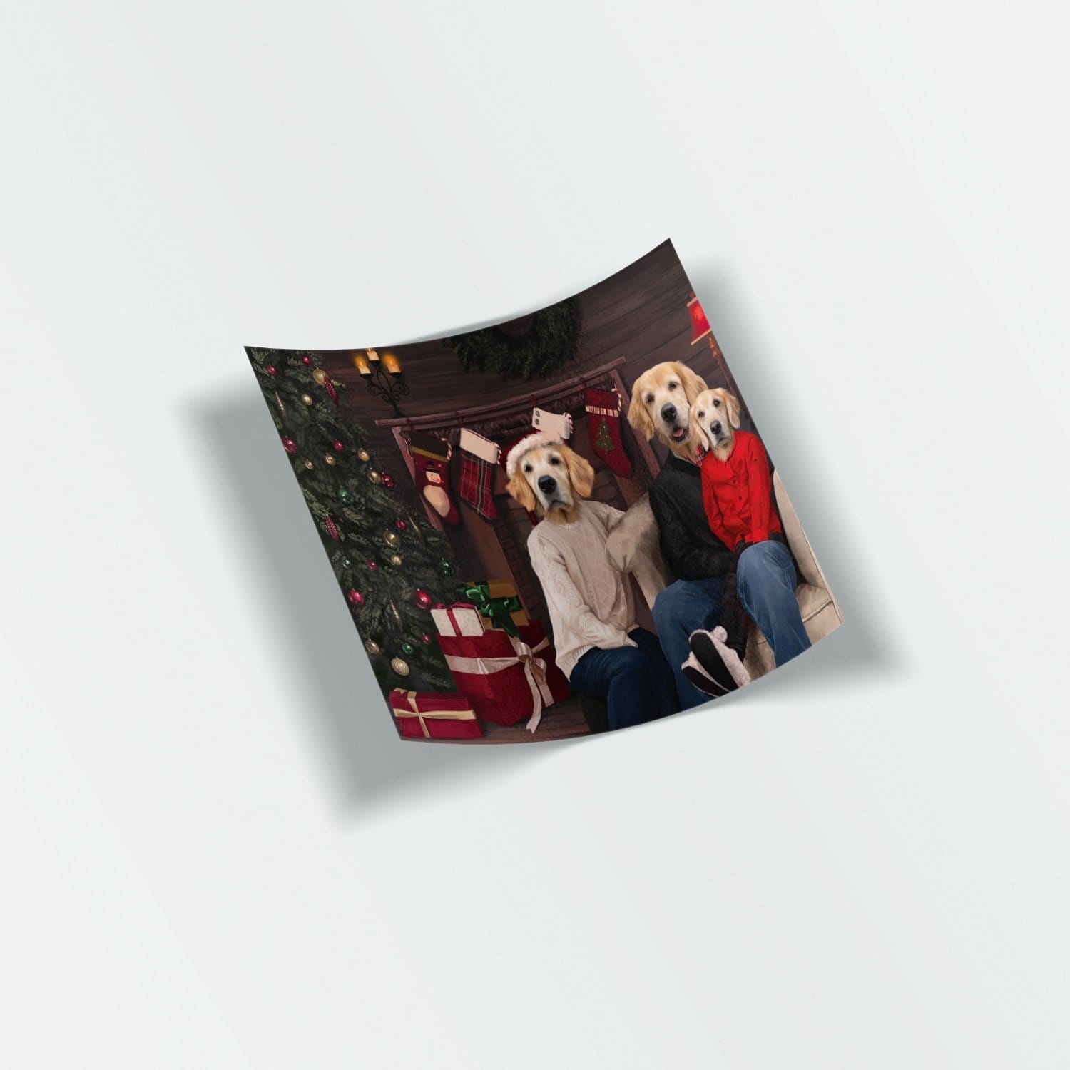 The Family Christmas (Three Pets) - Custom Stickers