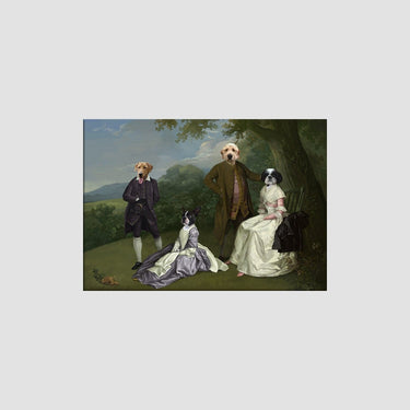 The Family Picnic (Four Pets) - Custom Pet Canvas