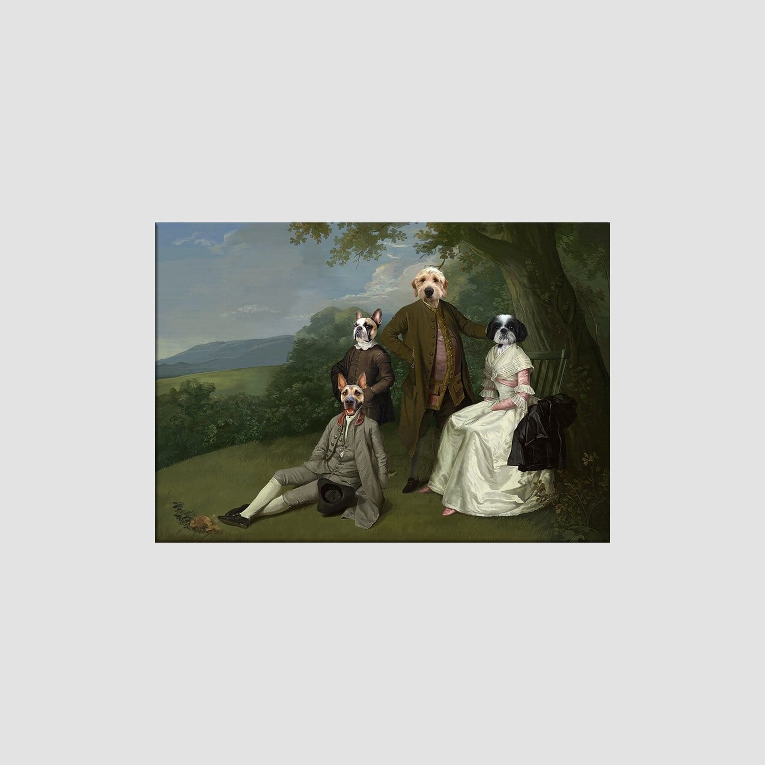 Crown and Paw - Canvas The Family Picnic (Four Pets) - Custom Pet Canvas 8" x 10" / Family G