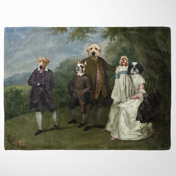 The Family Picnic (Five Pets) - Custom Pet Blanket