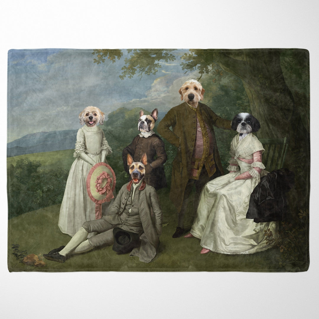 The Family Picnic (Five Pets) - Custom Pet Blanket