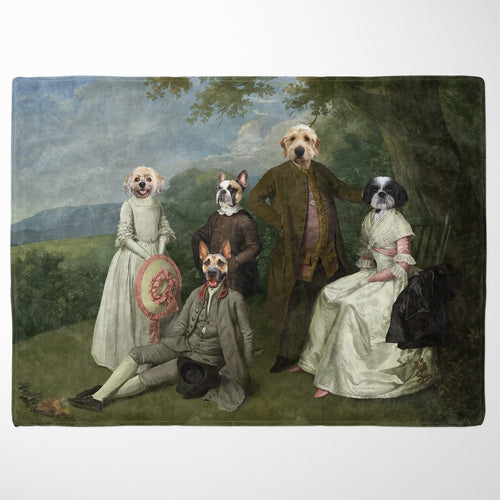 Crown and Paw - Blanket The Family Picnic (Five Pets) - Custom Pet Blanket 30" x 40" / Family D