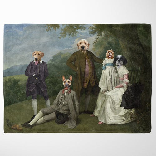 Crown and Paw - Blanket The Family Picnic (Five Pets) - Custom Pet Blanket 30" x 40" / Family E