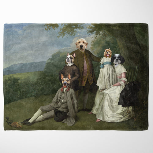 Crown and Paw - Blanket The Family Picnic (Five Pets) - Custom Pet Blanket 30" x 40" / Family G