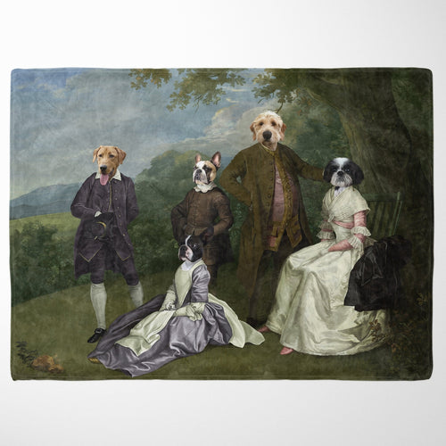 Crown and Paw - Blanket The Family Picnic (Five Pets) - Custom Pet Blanket 30" x 40" / Family H