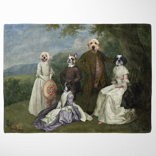 Crown and Paw - Blanket The Family Picnic (Five Pets) - Custom Pet Blanket 30" x 40" / Family I