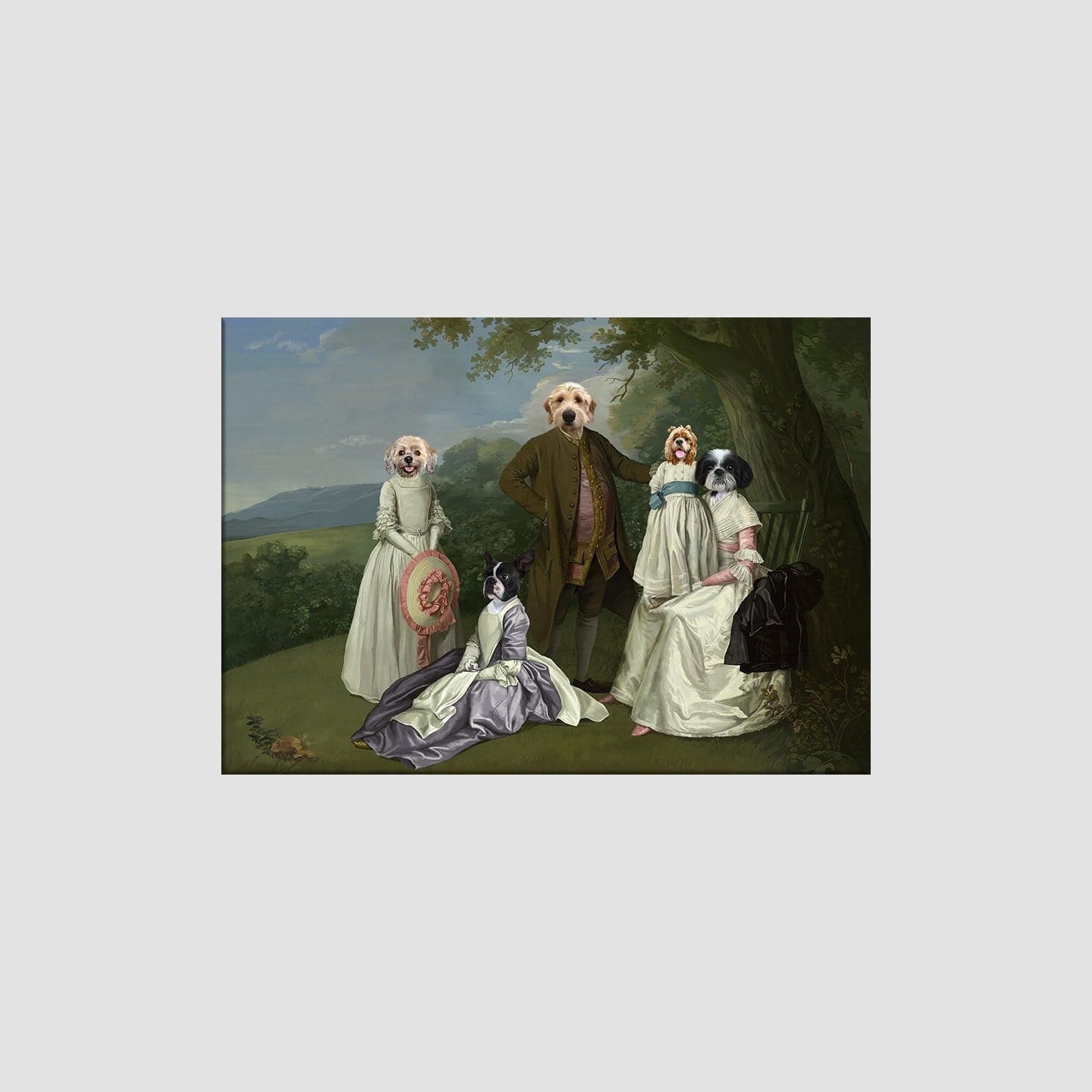 Crown and Paw - Canvas The Family Picnic (Five Pets) - Custom Pet Canvas 8" x 10" / Family L