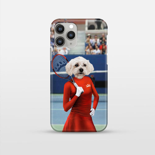 Crown and Paw - Phone Case Female Tennis Player - Custom Pet Phone Case iPhone 12 Pro Max / Red