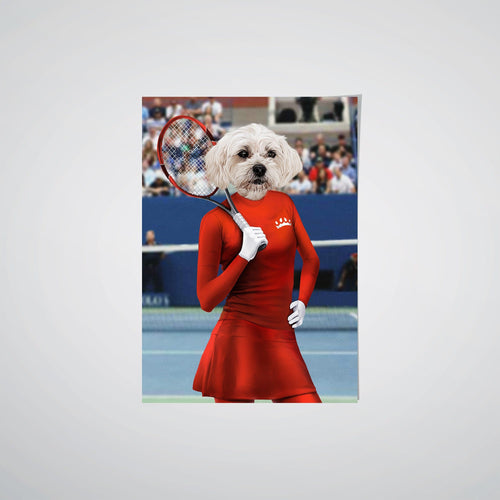 Crown and Paw - Poster Female Tennis Player - Custom Pet Poster 8.3" x 11.7" / Red