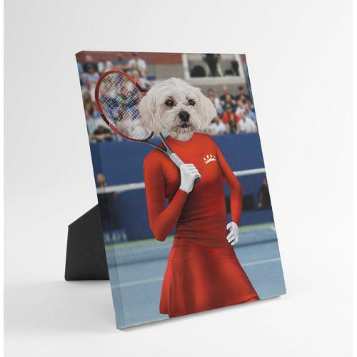Crown and Paw - Standing Canvas Female Tennis Player - Custom Standing Canvas 8" x 10" / Red