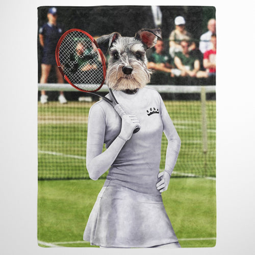Crown and Paw - Blanket Female Tennis Player - Custom Pet Blanket 30" x 40" / White