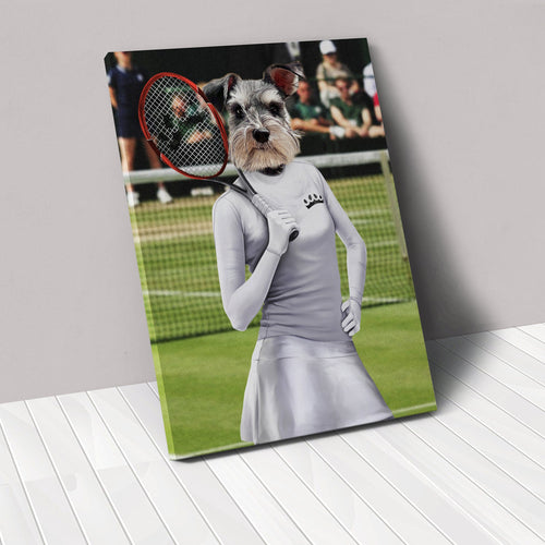 Crown and Paw - Canvas Female Tennis Player - Custom Pet Canvas 8" x 10" / White