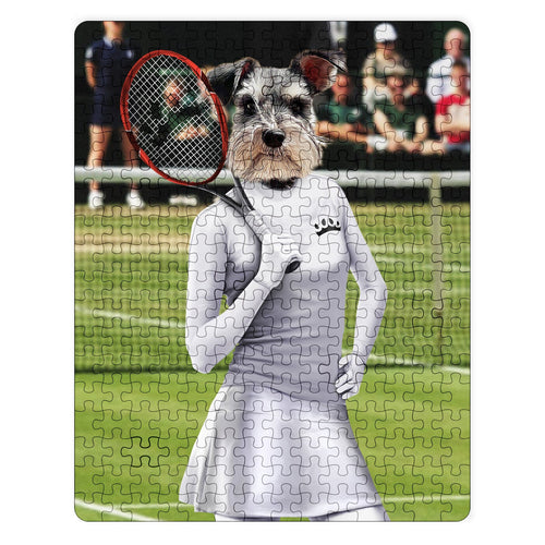 Crown and Paw - Puzzle Female Tennis Player - Custom Puzzle 11" x 14" / White